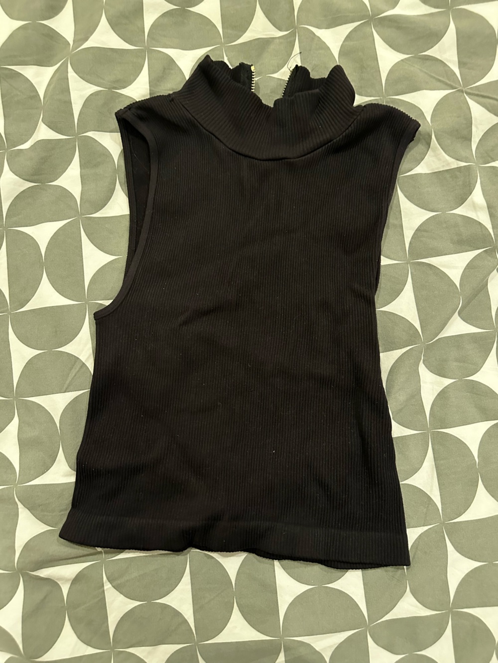 Marciano Black Ribbed Sleeveless Turtleneck Top